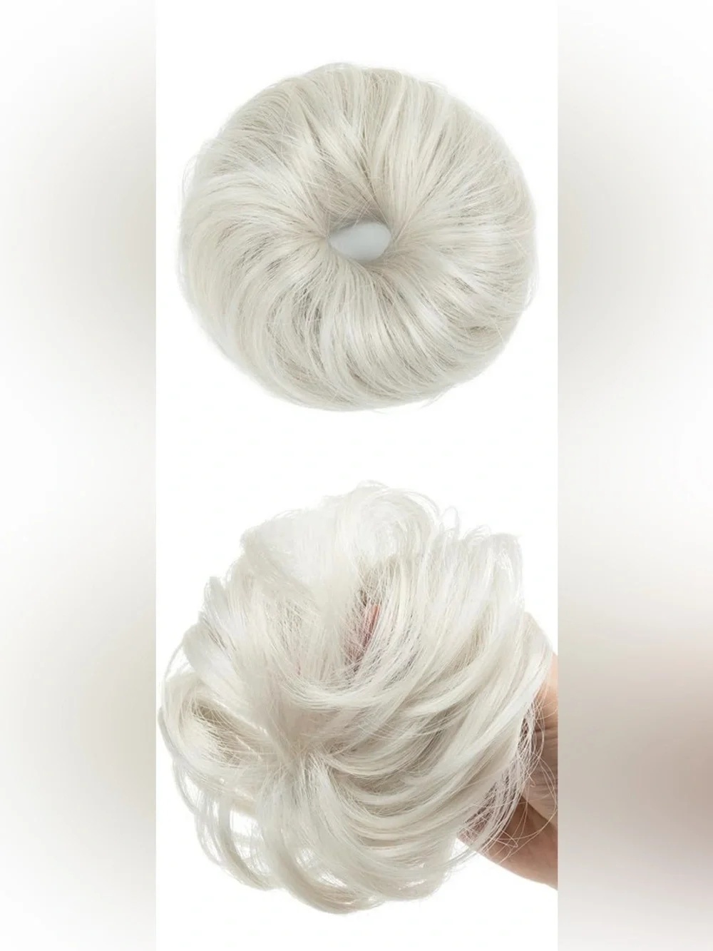 2-Pc. Messy Hair Bun Updo - White NEW!